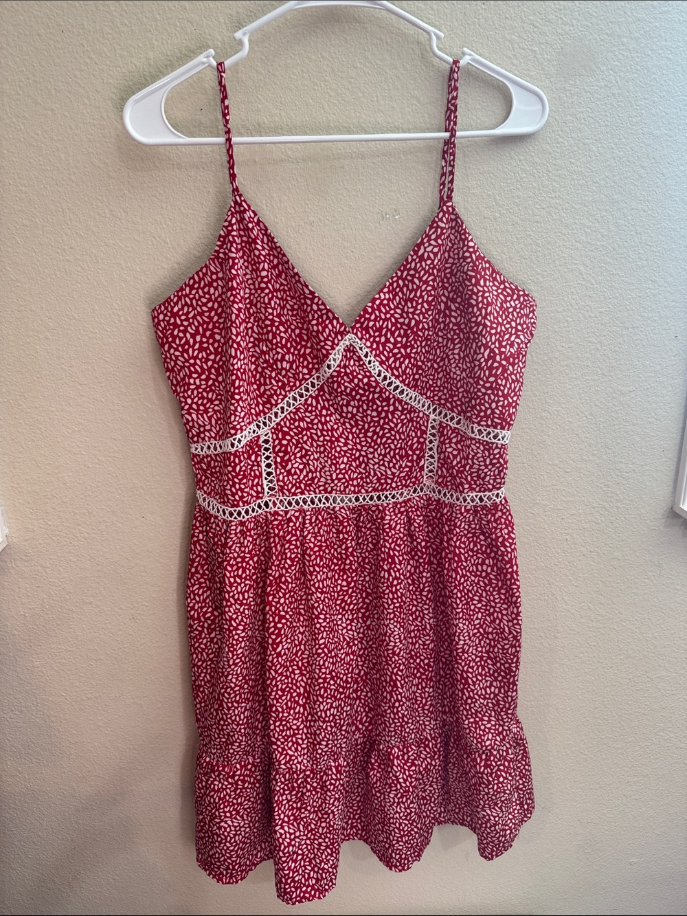 Rebellion Red Printed Lace-Trim Mini Dress